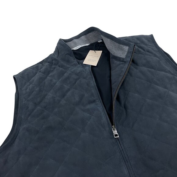 Peter Millar Crown Essex Suede Vest Quilted Jacket Mens XXL Galaxy Gray NWT - Picture 2 of 11